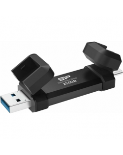 Portable External SSD | DS72 | 250 GB | USB Type-A and USB Type-C 3.2 Gen 2 | Black