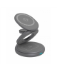 Raidsonic 3 in 1 foldable magnetic charging stand for mobile phone, earpods and smartwatch, Aluminium | Icy Box IB-SH101-CH