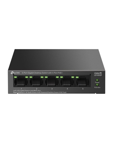 TP-LINK LS105GP 5-Port Gigabit Desktop Switch with  4-Port PoE+