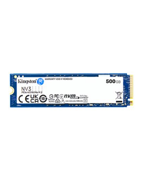 Kingston SSD | NV3 | 500 GB | SSD form factor M.2 2280 | Solid-state drive interface PCIe NVMe Gen 4.0 (x4) | Read speed 5000 MB