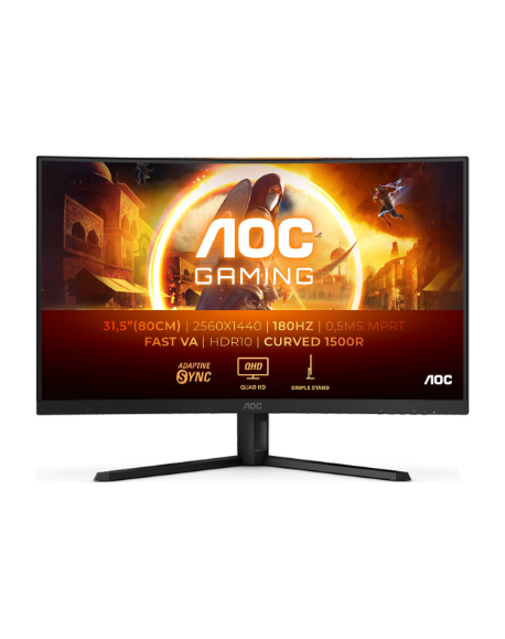 AOC CQ32G4VE | 31.5 " | VA | QHD | 16:9 | 180 Hz | 1 ms | 2560 x 1440 pixels | 300 cd/m² | HDMI ports quantity 2