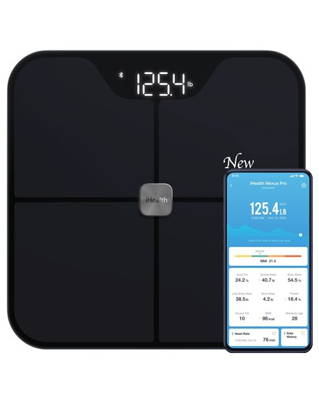 iHealth | Wireless Body Composition Scale | Nexus Pro | Maximum weight (capacity) 181 kg | Body Mass Index (BMI) measuring | Bla