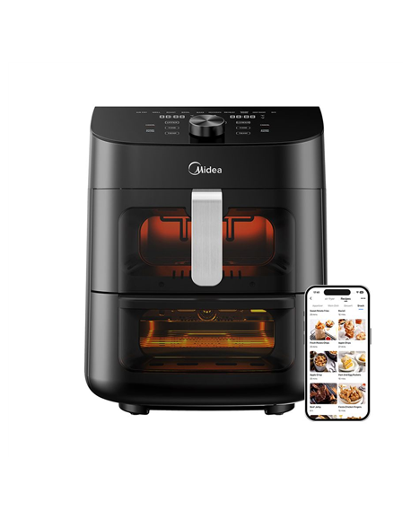 Midea Two Zone Airfryer | MAD1100DADK | Power 1850 W | Capacity 4.4/6.4 L | Rapid Air technology | Black