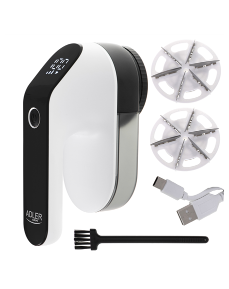 Adler | Lint remover LCD | AD 9618 | White/Black | Rechargeable battery