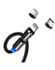 ColorWay Cable 3in1 (Lightning+MicroUSB+Type-C) Magnetic Rotation 540° 2.4А, 1m | CW-CBUU037-BK