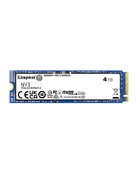 Kingston SSD | NV3 | 4000 GB | SSD form factor M.2 2280 | Solid-state drive interface PCIe 4.0 x4 NVMe | Read speed 6000 MB/s | 