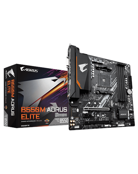 Gigabyte B550M AORUS ELITE 1.0 Processor family AMD, Processor socket AM4, DDR4 DIMM, Memory slots 4, Number of SATA connectors 