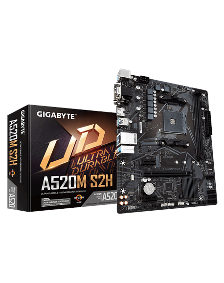 Gigabyte A520M S2H 1.0 Processor family AMD, Processor socket AM4, DDR4 DIMM, Memory slots 2, Chipset AMD A, Micro ATX