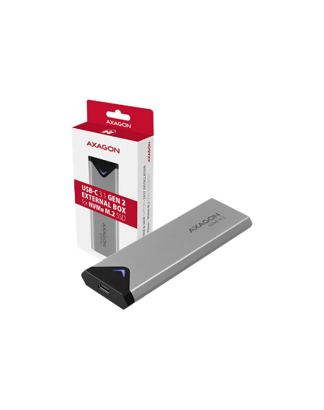 AXAGON External SuperSpeed+ USB-C metal box for M.2 NVMe SSD disks having sizes of up 42 to 80 mm