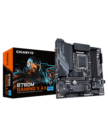 Gigabyte B760M GAMING X AX | Processor family Intel | Processor socket LGA1700 | DDR5 DIMM | Supported hard disk drive interface