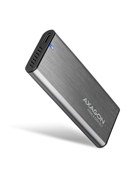 AXAGON External USB-C 3.2 Gen 2 metal box for M.2 NVMe & SATA SSD disks
