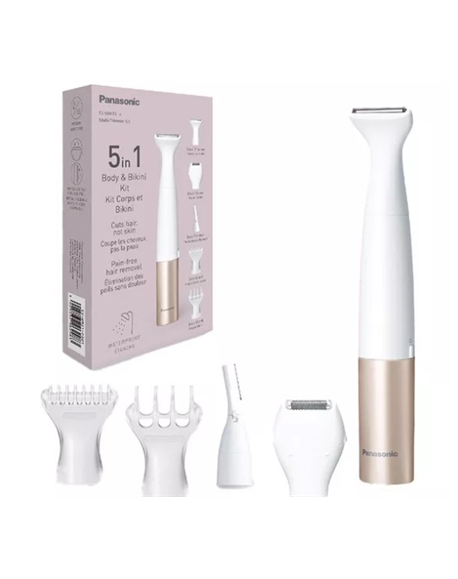 Panasonic 5-in-1 Body and Bikini Trimmer Kit | ES-WM31 | Cordless | Wet & Dry | White/Gold Rose