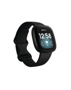 Fitbit Versa 3 Smart watch, GPS (satellite), AMOLED, Touchscreen, Heart rate monitor, Activity monitoring 24/7, Waterproof, Blue