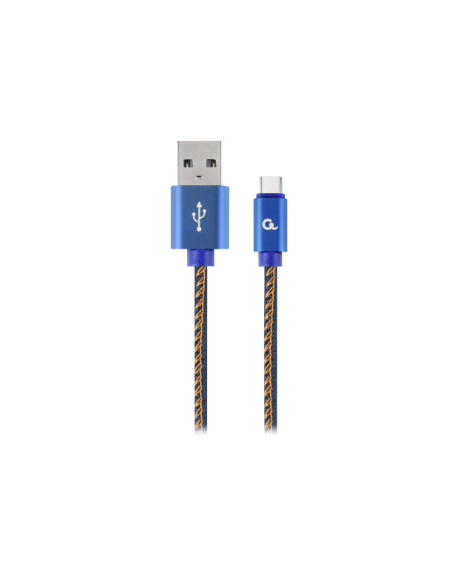 Cablexpert CC-USB2J-AMCM-1M-BL Premium jeans (denim) Type-C USB cable with metal connectors, 1 m, blue | Cablexpert