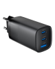 Cablexpert TA-UC-PDQC65-01-BK 3-port 65 W GaN USB PowerDelivery fast charger, black | Cablexpert