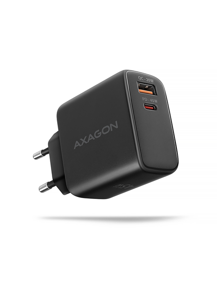 AXAGON GaN wallcharger 2x port (USB-A + USB-C), PD3.0/PPS/QC4+/SFC2.0/AFC/SCP/FCP/Apple, 45W | ACU-PQ45