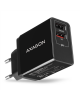 AXAGON Dual wallcharger 240V/2x USB port QC3.0/AFC/FCP and 5V-1.2A, 24W | ACU-QS24