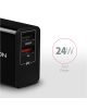 AXAGON Dual wallcharger 240V/2x USB port QC3.0/AFC/FCP and 5V-1.2A, 24W | ACU-QS24