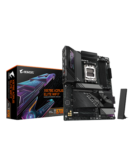 Gigabyte X870E A ELITE WIFI7 | Processor family AMD | Processor socket AM5 | DDR5 | Supported hard disk drive interfaces SATA, M