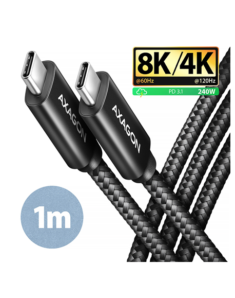AXAGON Data and charging USB4 Gen 3x2 cable, 1 m | BUCM3-CM15AB | USB Type C - USB Type C