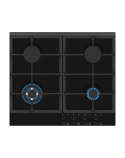 Simfer Hob H6 401 TGRSP Built-In Gas Hob, Number of burners/cooking zones 3 + 1 Wok Burner, Mechanical, Black