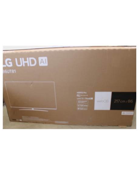 LG | AI UT81 4K TV | 86UT81003LA | 86 | Smart TV | webOS24 | UHD | Black | DAMAGED PACKAGING,UNPACKED, SCRATCHED LEG, REMOTE CON