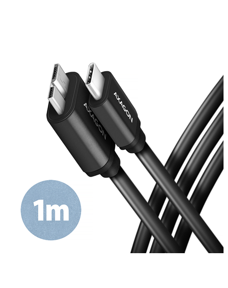 AXAGON Data and power suply cable, 1 m | BUMM3-CM10AB | USB Type C to USB Type Micro-B