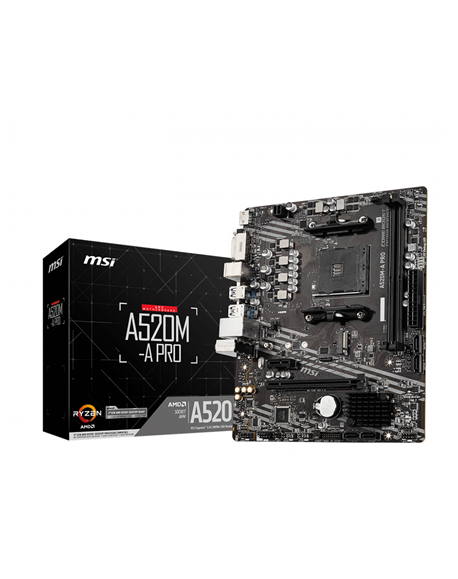 MSI A520M-A PRO Processor family AMD, Processor socket AM4, DDR4, Memory slots 2, Chipset AMD A, Micro ATX