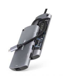 AXAGON SuperSpeed USB-C Combo 6in1 Hub | HMC-6M2
