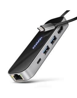 AXAGON USB-C 5Gbps GLASS 6in1 Hub | HMC-6GLN