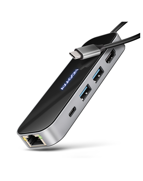 AXAGON USB-C 5Gbps GLASS 6in1 Hub | HMC-6GLN