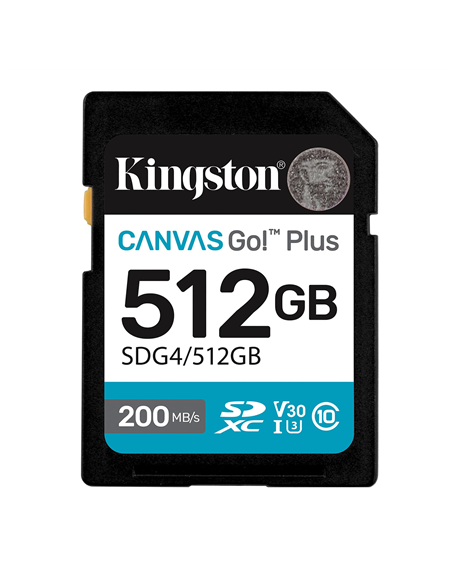 Kingston | Canvas Go! Plus | 512 GB | SD | Flash memory class Class 10, UHS-I, U3, V30