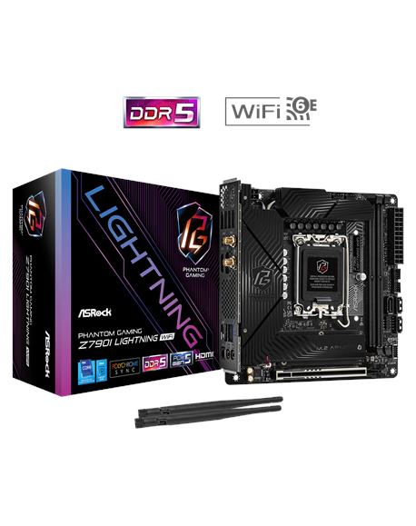 ASRock | Z790I LIGHTNING WIFI | Processor family Intel | Processor socket LGA1700 | DDR5 | Supported hard disk drive interfaces 