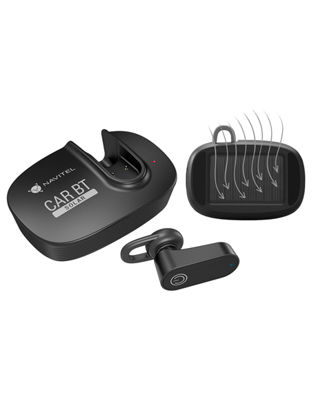 Navitel Multifunctional Bluetooth Headset Solar Car BT Hands free device, Bluetooth, Black, Recharge indicator