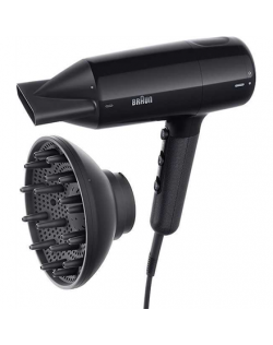 Braun Hair dryer | BRHD225E | 2200 W | Number of temperature settings 3 | Ionic function | Diffuser nozzle | Black