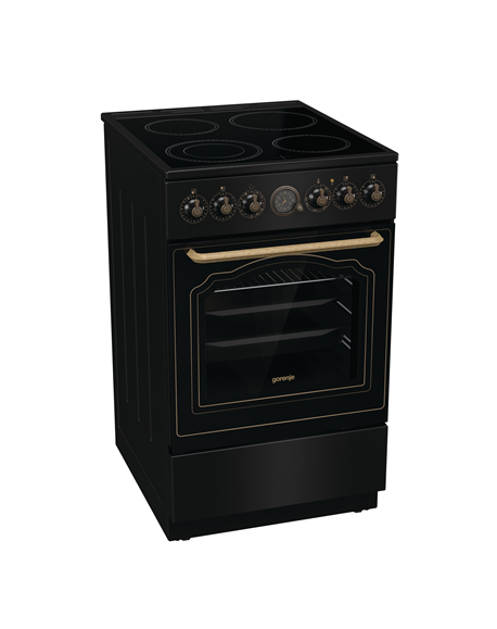 Gorenje Cooker | GECS5B70CLB | Hob type Vitroceramic | Oven type Electric | Black | Width 50 cm | Depth 59.4 cm | 70 L
