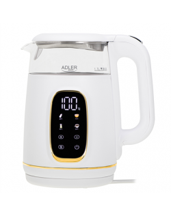 Adler Kettle with LED Display | AD 1305 | Electric | 2200 W | 1.7 L | Plastic | 360° rotational base | White/Gold