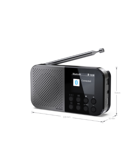 Sharp DR-P520(GY) OSAKA Pocket/Handheld Portable Digital Radio, Grey | Sharp