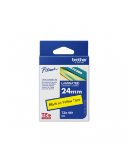 Brother | TZe-651 Laminated Tape | Black On Yellow | TZe | 8 m | 2.4 cm