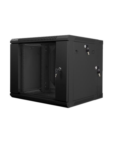 Lanberg Rack cabinet 19" double-section wall-mount 9U/600x600 (flat pack), black | Lanberg