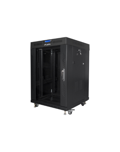 Lanberg Rack cabinet 19" free-standing 15U/600x600 (flat pack) with glass door lCD V2, black | Lanberg