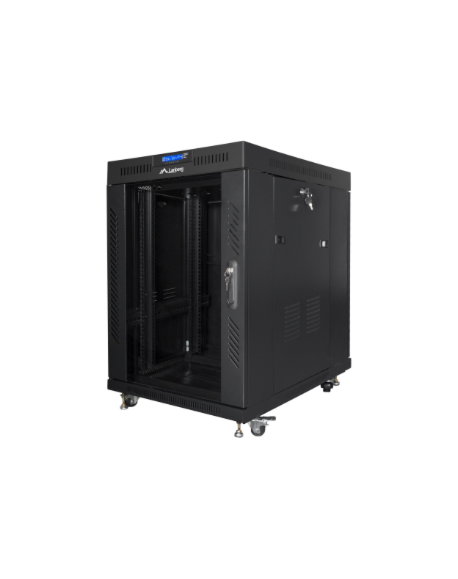Lanberg Rack cabinet 19" free-standing 15U/600x800 (flat pack) with glass door lCD V2, black | Lanberg