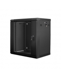 Lanberg Rack cabinet 19" wall-mount 12U/600x450 (flat pack) with glass door V2, black | Lanberg