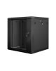 Lanberg Rack cabinet 19" wall-mount 12U/600x600 (flat pack) with glass door V2, black | Lanberg