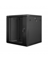 Lanberg Rack cabinet 19" wall-mount 12U/600x600 (flat pack) with glass door V2, black | Lanberg