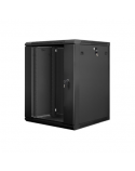 Lanberg Rack cabinet 19" wall-mount 15U/600x600 (flat pack) with glass door V2, black | Lanberg