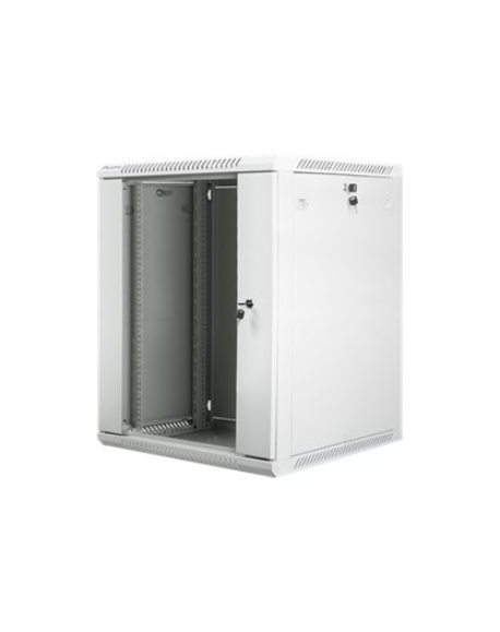 Lanberg Rack cabinet 19" wall-mount 15U/600x600 (flat pack) with glass door V2, grey | Lanberg