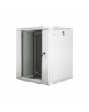 Lanberg Rack cabinet 19" wall-mount 15U/600x600 (flat pack) with glass door V2, grey | Lanberg