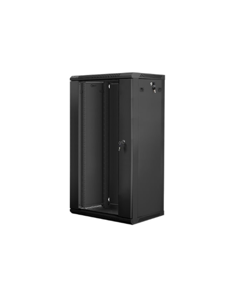 Lanberg Rack cabinet 19" wall-mount 22U/600x450 (flat pack) with glass door V2, black | Lanberg