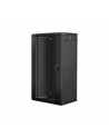Lanberg Rack cabinet 19" wall-mount 22U/600x450 (flat pack) with glass door V2, black | Lanberg